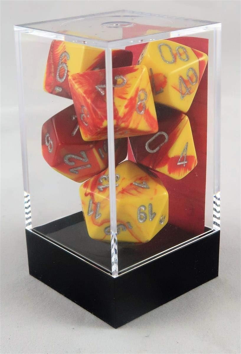 Chessex CHX26450 Juego de dados Géminis rojo-amarilloplateado, talla única, multicolor