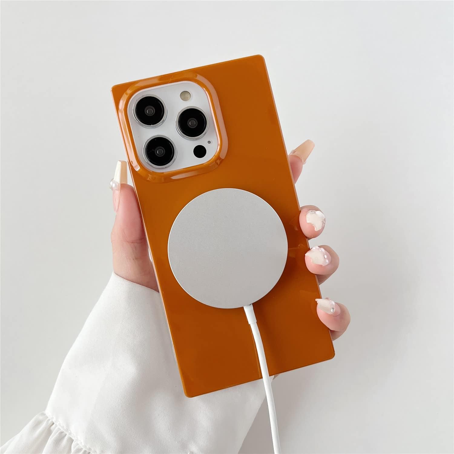 Cocomii Funda cuadrada compatible con iPhone 14 Pro, compatible con MagSafe, lujosa, delgada, brillante, color sólido, neutros atemporales, fácil de