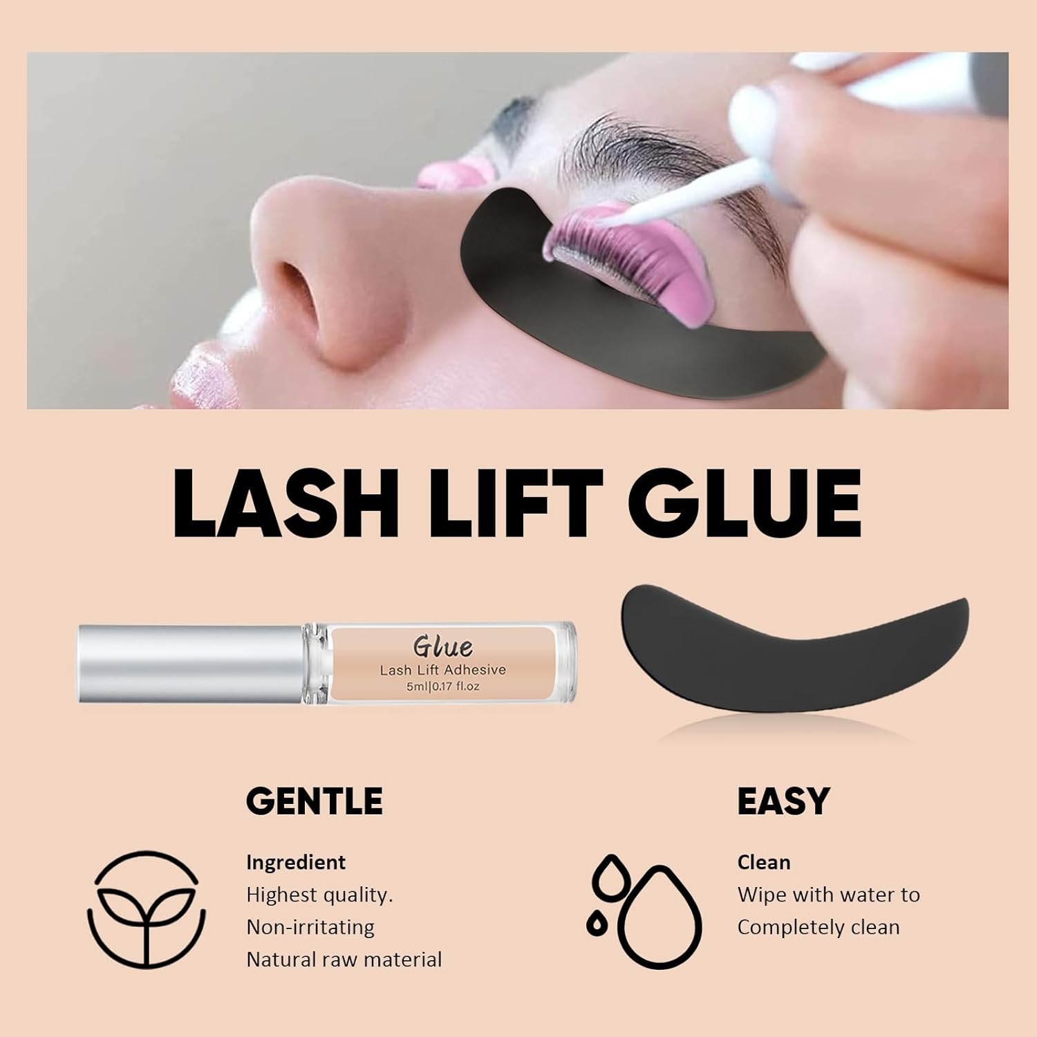 Libeauty Kit de elevación de pestañas y color para cejas con color negro, permanente de elevación rápida y coloración voluminosa con herramientas