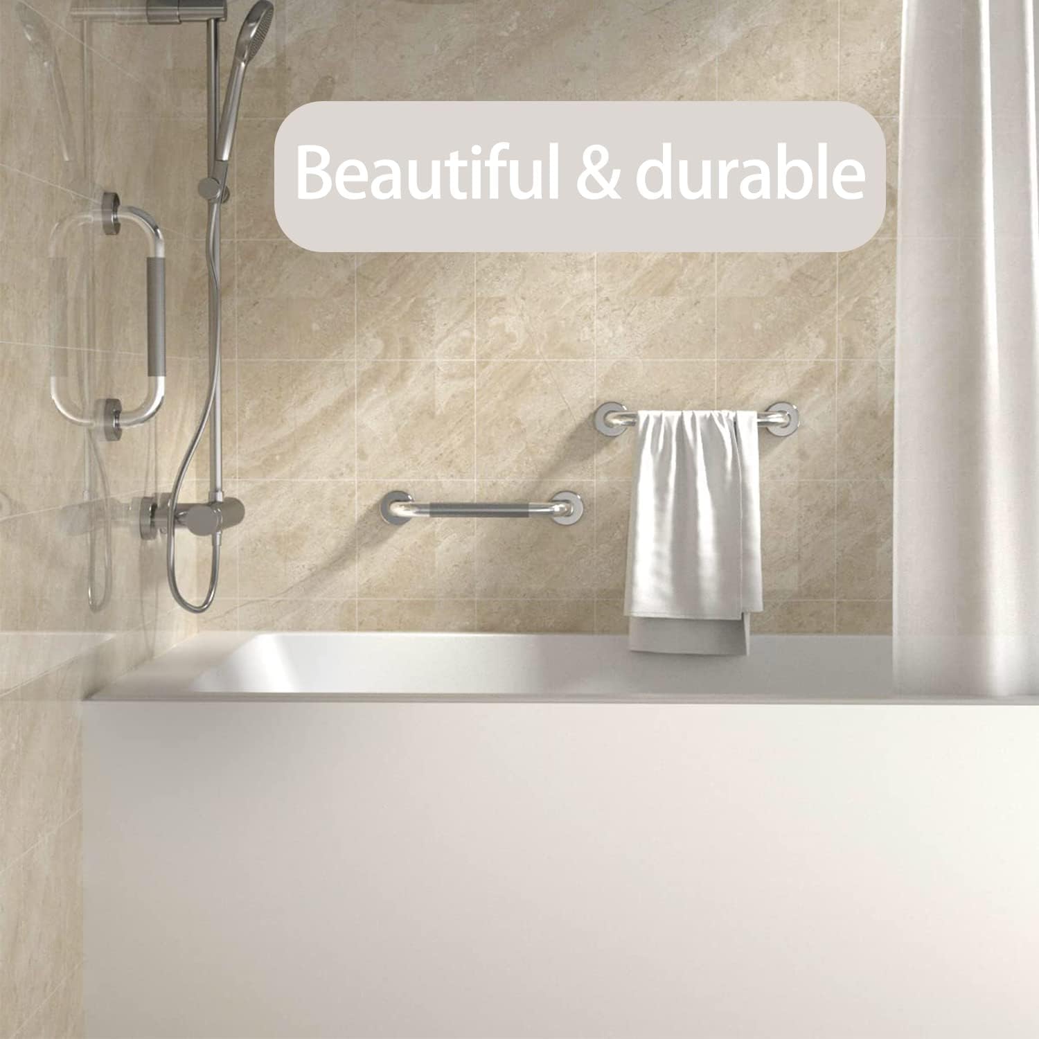 Barra de agarre mejorada para ducha, productos de equilibrio de seguridad de asistencia de ancianos de 16 pulgadas para baño, inodoro, mango de