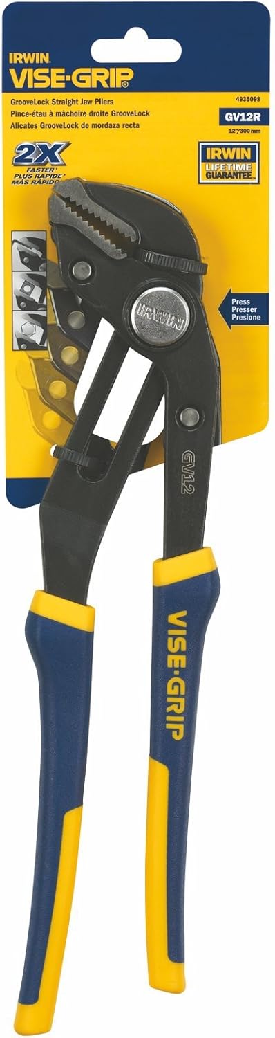 IRWIN Herramientas VISE-GRIP GrooveLock Alicates, mordaza recta, 12 pulgadas (4935098)