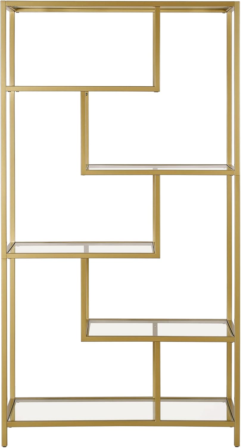 Isla – Estantería rectangular de 68 pulgadas de alto, color dorado