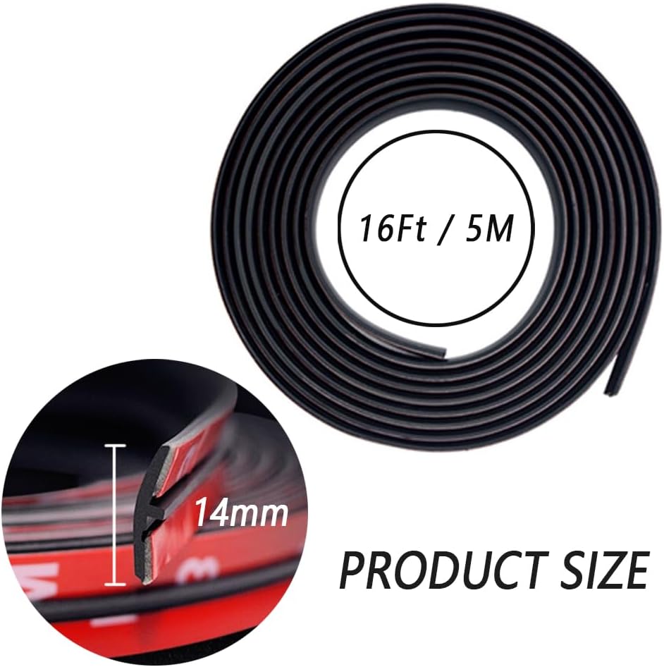 Burlete de 16.4 pies para parabrisas de automóvil, corte en forma de T, sello de techo corredizo con autoadhesivo, borde de goma impermeable para
