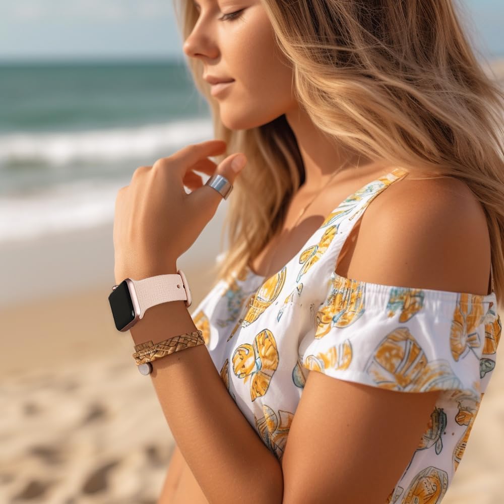 Paquete de 2 correas de repuesto con diseño de rompecabezas grabadas divertidas compatibles con Apple Watch Band de 1.496 in 1.575 in 1.614 in 1.654