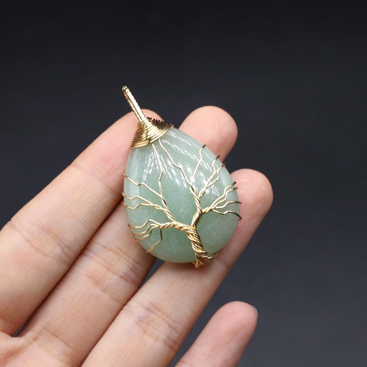 4 colgantes de piedra natural con forma de gota de agua al azar, cristal curativo, ágata de árbol de la vida, dijes para hacer joyas, collares,