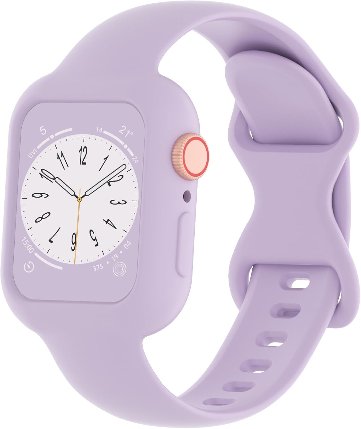 Correas de silicona con funda protectora compatible con Apple Watch Band de 1.496 in, 1.575 in, 1.614 in, 1.654 in, 1.732 in, 1.772 in, correa