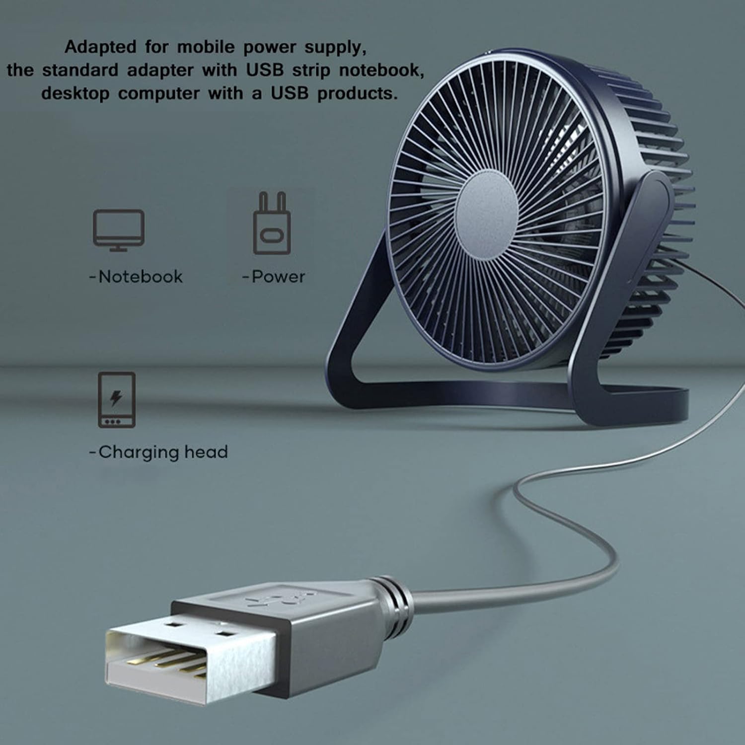 Ventilador pequeño de 6 pulgadas, ventilador de escritorio USB de 2 velocidades, flujo de aire fuerte, funcionamiento silencioso, ventilador de piso