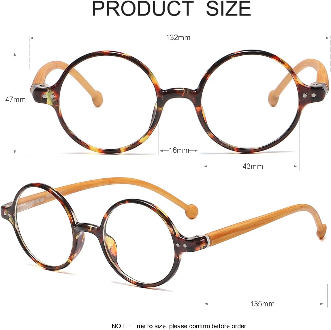 JOVAKIT Lentes de bloqueo de luz azul redondos retro para mujeres y hombres, estilo literario vintage, sin receta