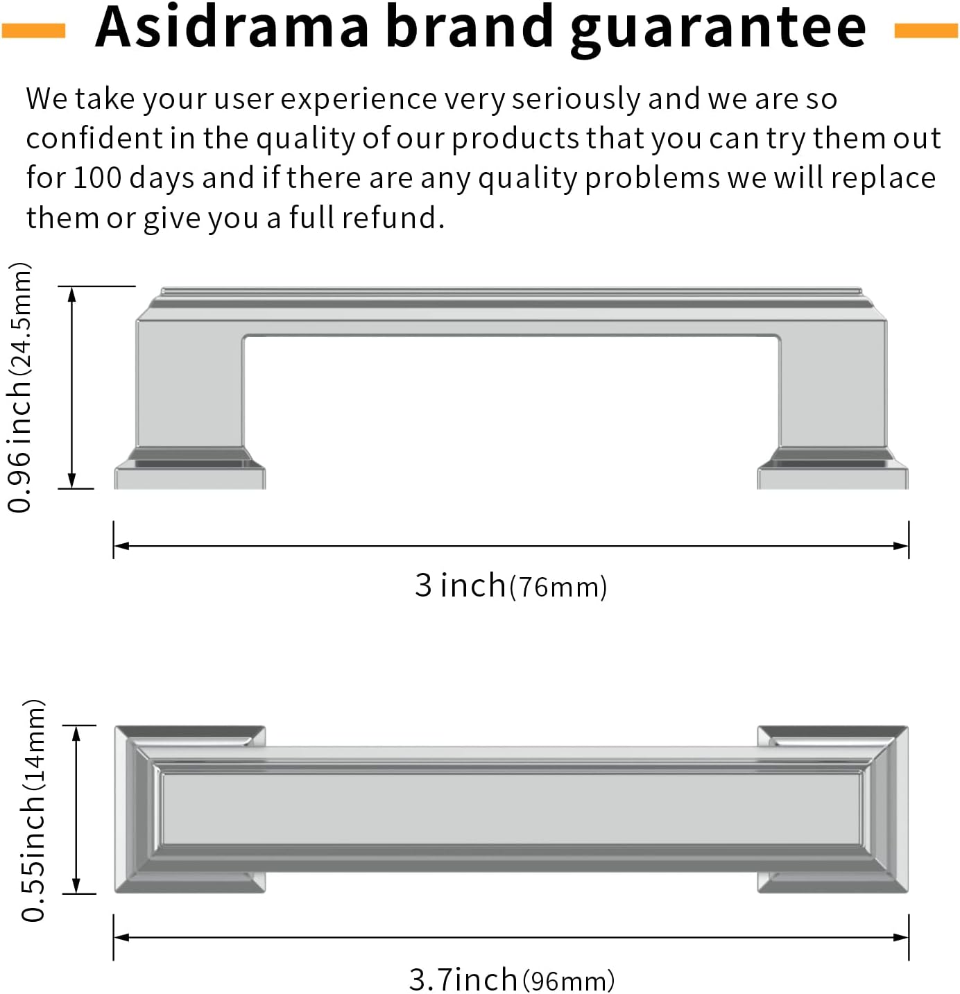Asidrama Paquete de 30 manijas de gabinete de cocina cromadas pulidas de 3 pulgadas (2.992 in), tiradores de gabinete de cocina, accesorios para