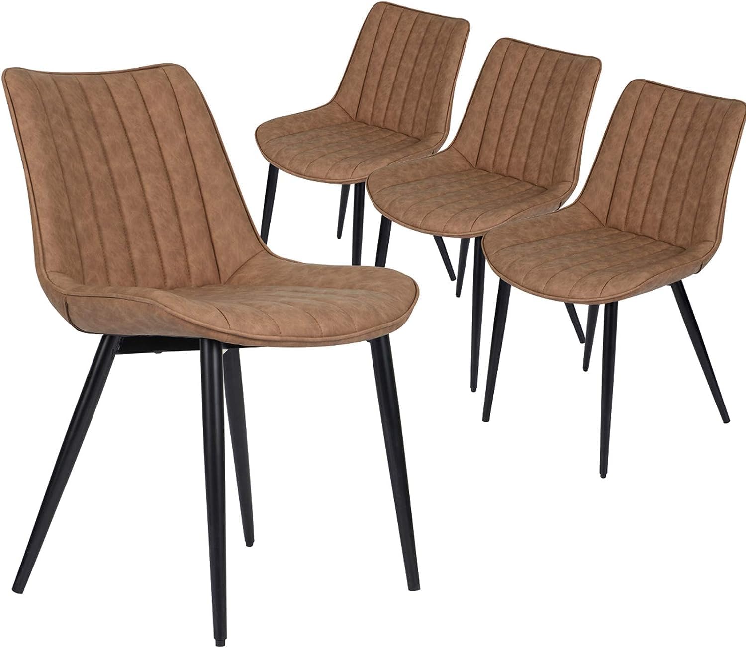 AVAWING Juego de 4 sillas de comedor, modernas de mediados de siglo, sillas de comedor de ocio sin brazos, silla tapizada de piel sintética con