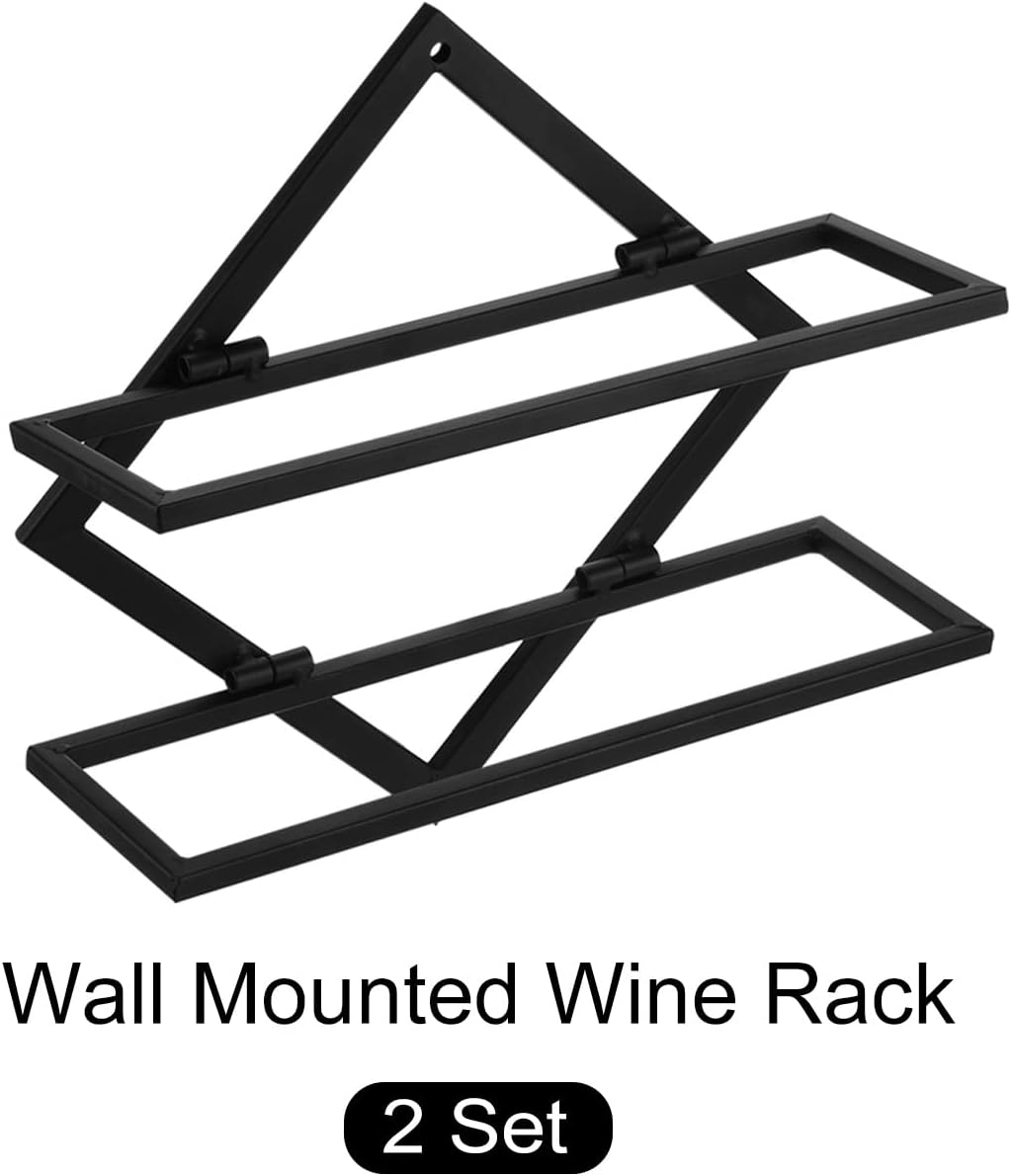 Estante de vino montado en la pared, 2 unidades, soporte de almacenamiento de vino de hierro con capacidad para 2 botellas de licor, organizador de