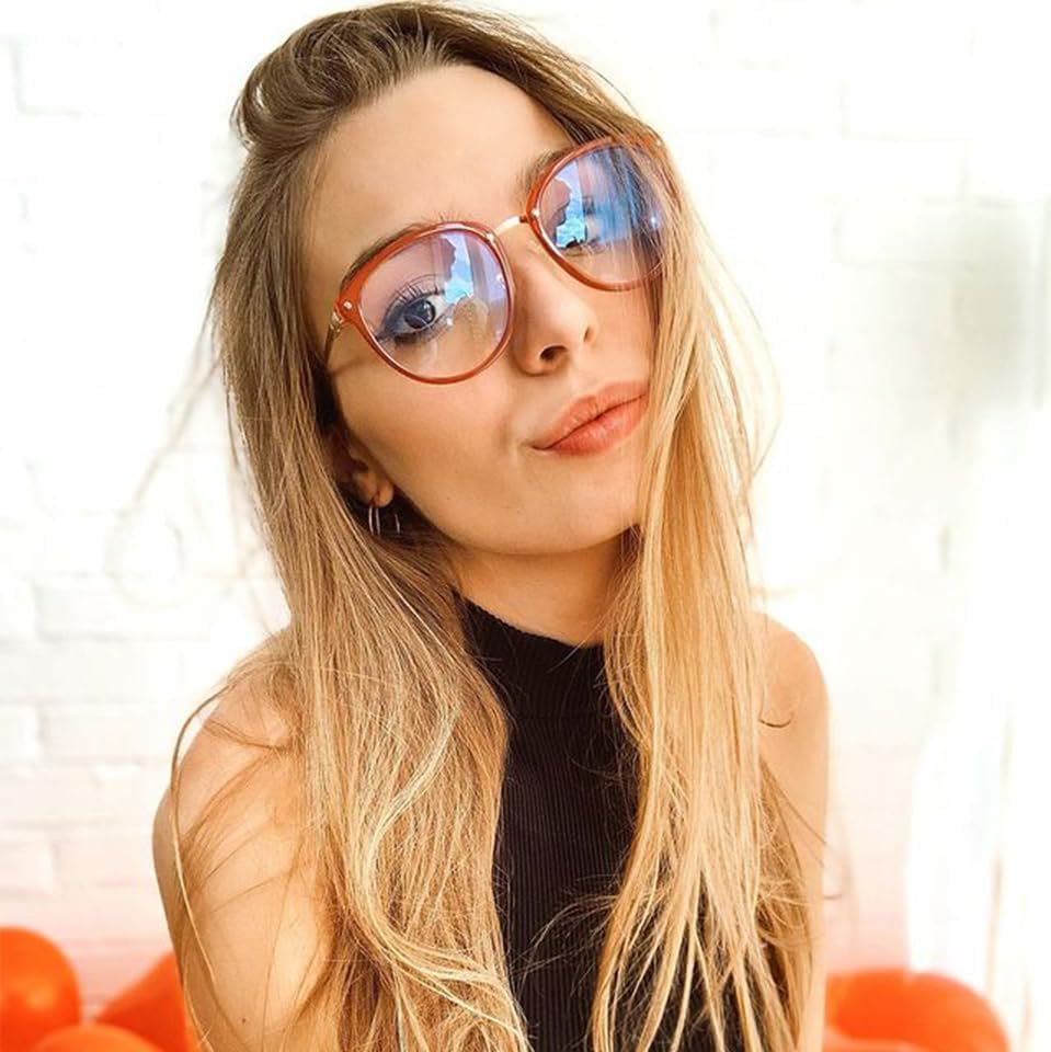 TIJN Lentes de bloqueo de luz azul para mujeres y hombres, dispositivo de TV con luz azul, antifatiga ocular, marco de metal redondo