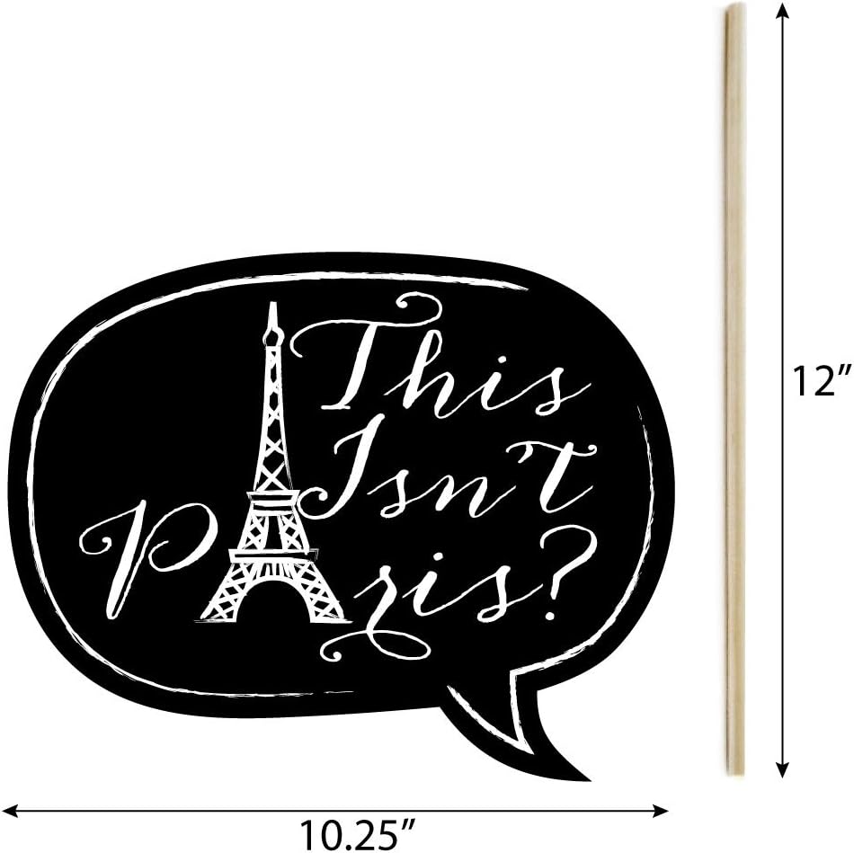 Big Dot of Happiness Funny Paris, Ooh La La – Kit de accesorios para cabina de fotos con temática de París, 10 piezas