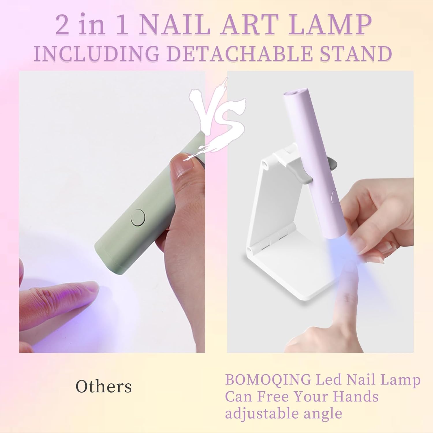 Luz UV para uñas de gel, lámpara UV de mano para uñas de gel, lámpara LED de uñas mini portátil inalámbrica recargable, lámpara de curación flash