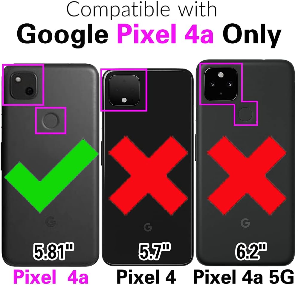 Asuwish Funda de teléfono para Google Pixel 4a 4G Funda tipo cartera con protector de pantalla de vidrio templado y soporte para tarjetas de crédito