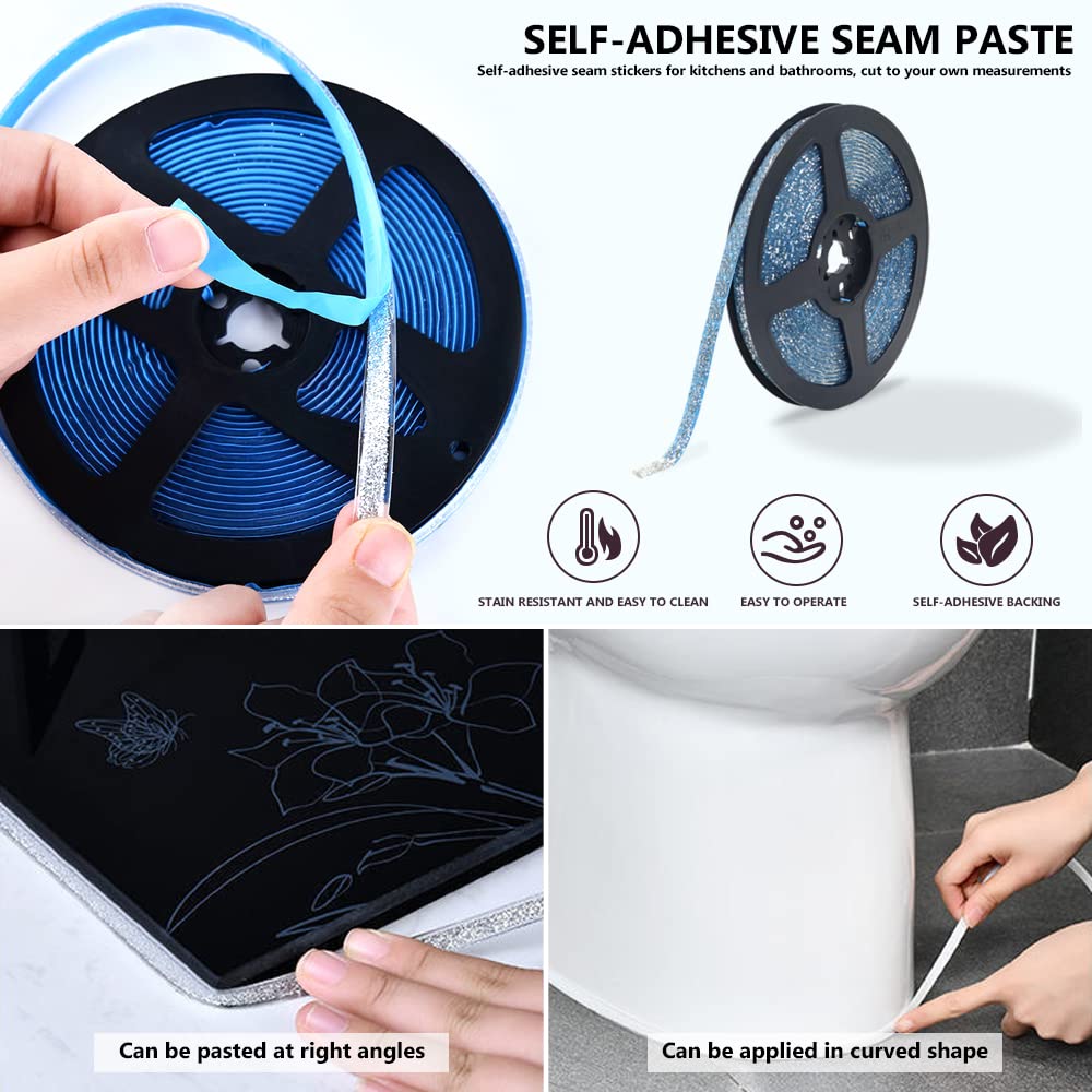 Moldura de techo para despegar y pegar, moldura de pared flexible autoadhesiva, tira selladora de cinta de calafateo impermeable, cinta decorativa