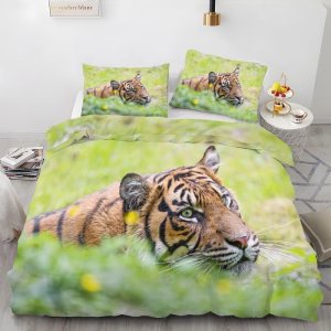 Animal Green King Duvet Cover Tiger Print King Bedding Set Soft Microfiber Comforter Cover and 2 Pillow Shams 20″X36″, Bed Set Duvet Covers with Animal Green King Duvet Cover Tiger Print King Bedding Set Soft Microfiber Comforter Cover and 2 Pillow Shams 20″X36″, Bed Set Duvet Covers with