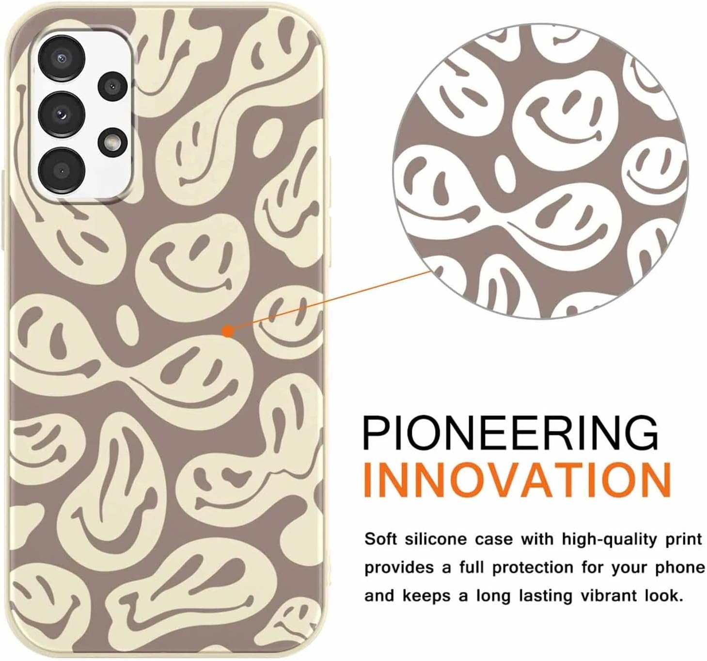 RUMDEY Paquete de 2 fundas de teléfono para Samsung Galaxy A32 5G de 6.5 pulgadas, diseño de sonrisa linda, silicona suave, delgada, TPU, a prueba