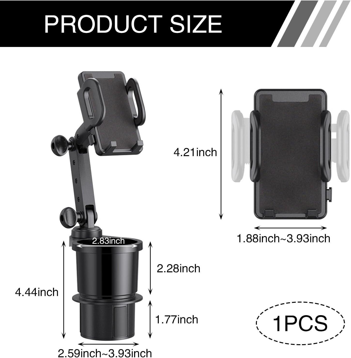 1 soporte para taza de agua 2 en 1 para automóvil, soporte para teléfono móvil, limitador de taza de agua giratorio portátil multifuncional, soporte