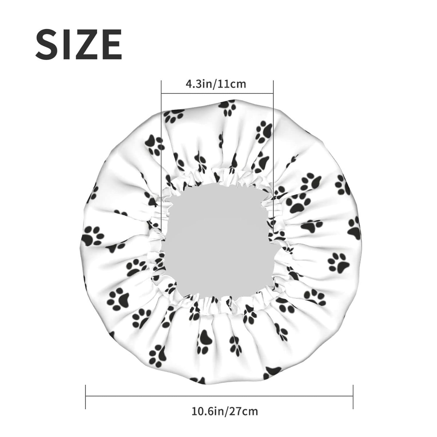 Gorro de ducha reutilizable con estampado de patas de perro para mujer, pelo largo, doble capa impermeable, gorro de ducha para niños, niñas y
