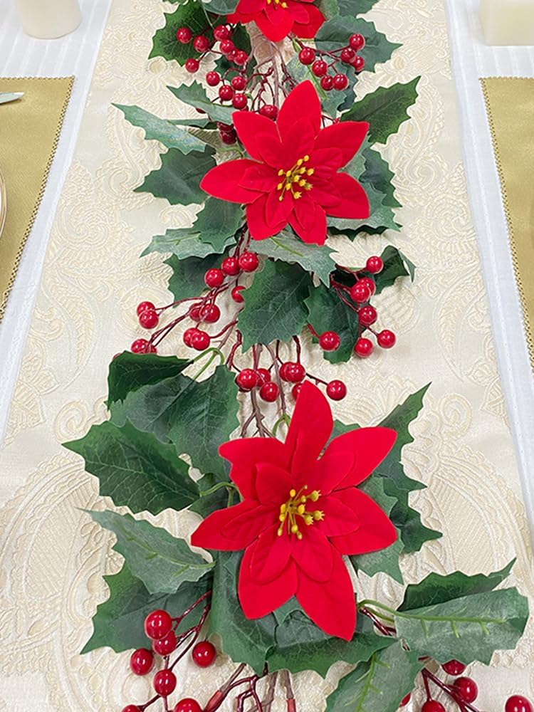 Artifical Flower,Artificial Christmas Vine,Dragon Beard Red Fruit Christmas Flower,Table Centerpieces for Home Kitchen Garden Party Decor (#1)