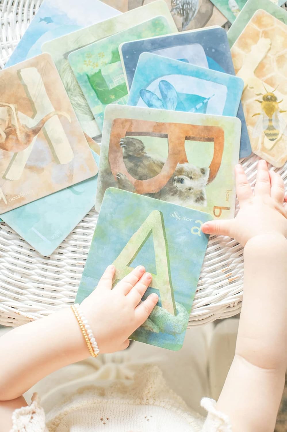 Tarjetas de memoria ABC, 26 tarjetas gruesas del alfabeto de 4 x 5 pulgadas, juegos de aprendizaje para niños preescolares, fabricadas en Estados