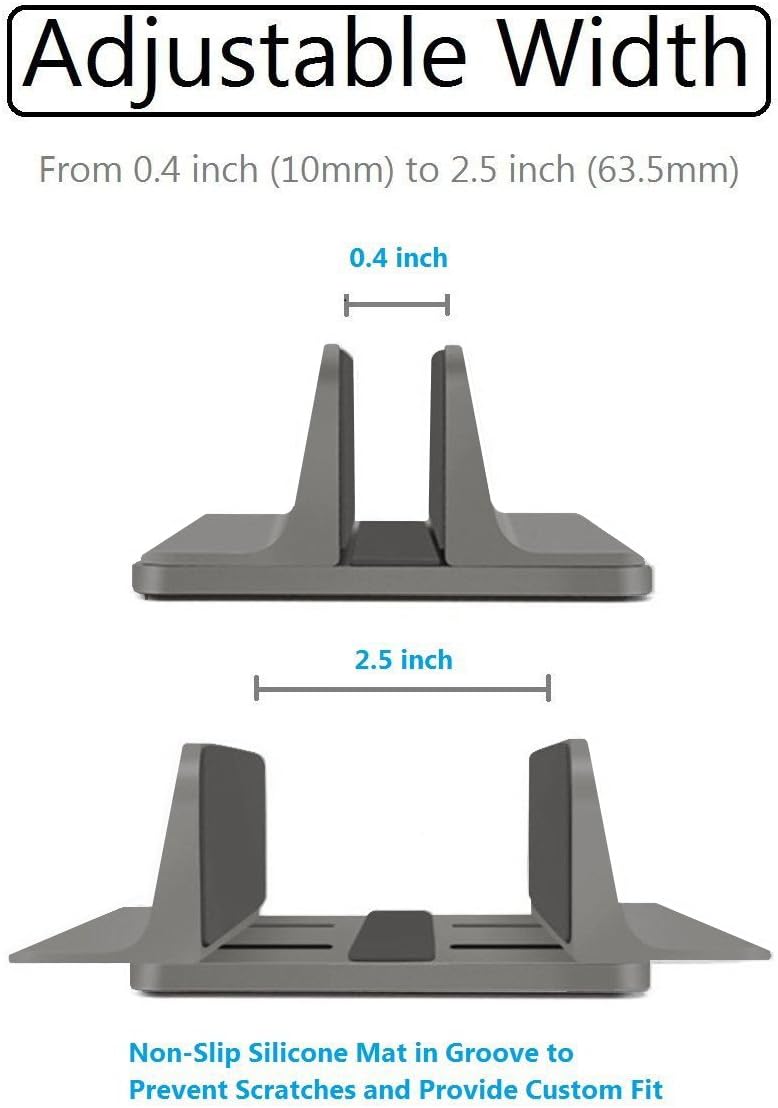 Soporte vertical para laptop para escritorio ajustable Base de aluminio resistente para todas las computadoras portátiles (hasta 20.3 pulgadas) que