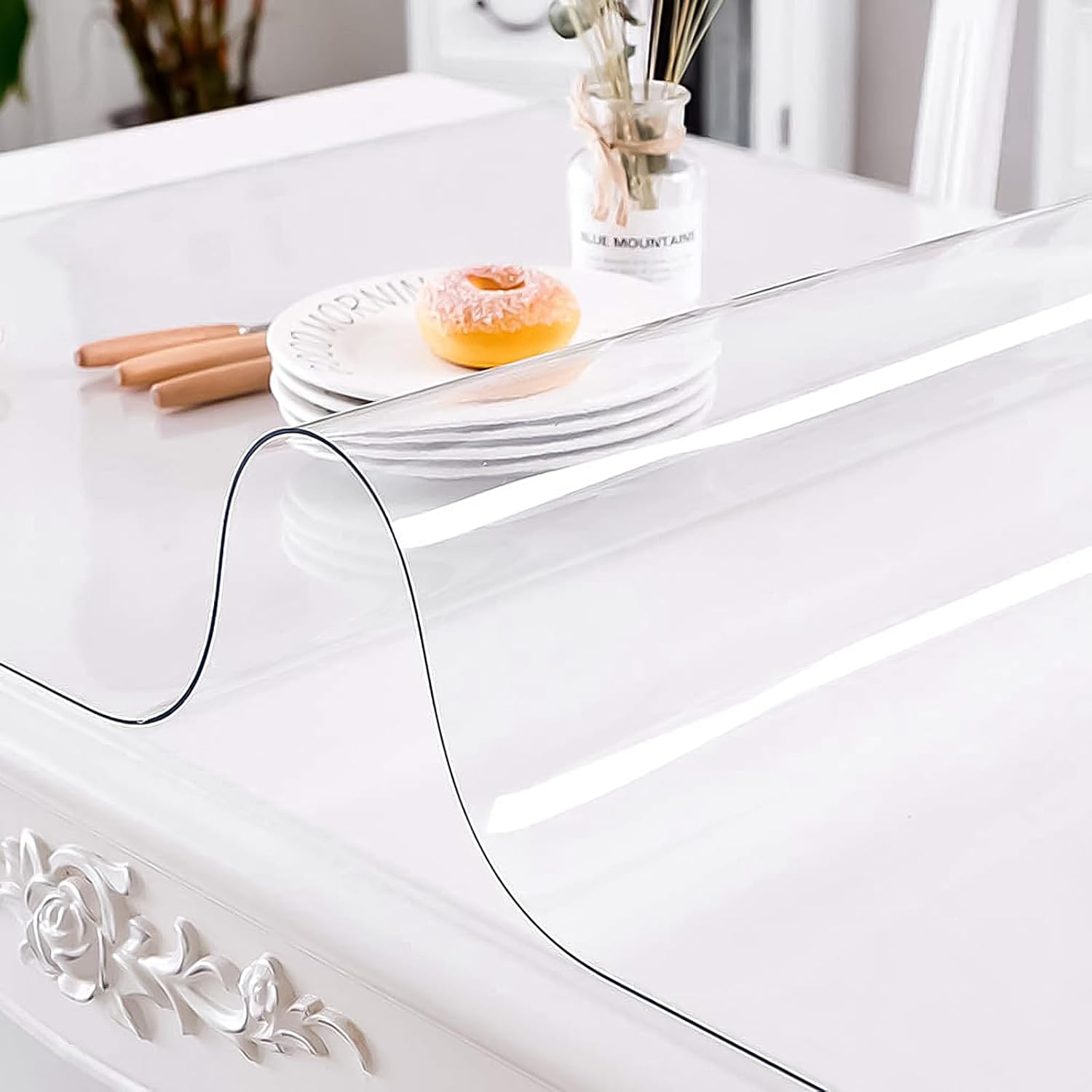 Tapete redondo de 42 pulgadas para mesa de PVC, de vinilo transparente, de grado alimenticio, para cocina, habitación, bar, café, escritorio, tapete