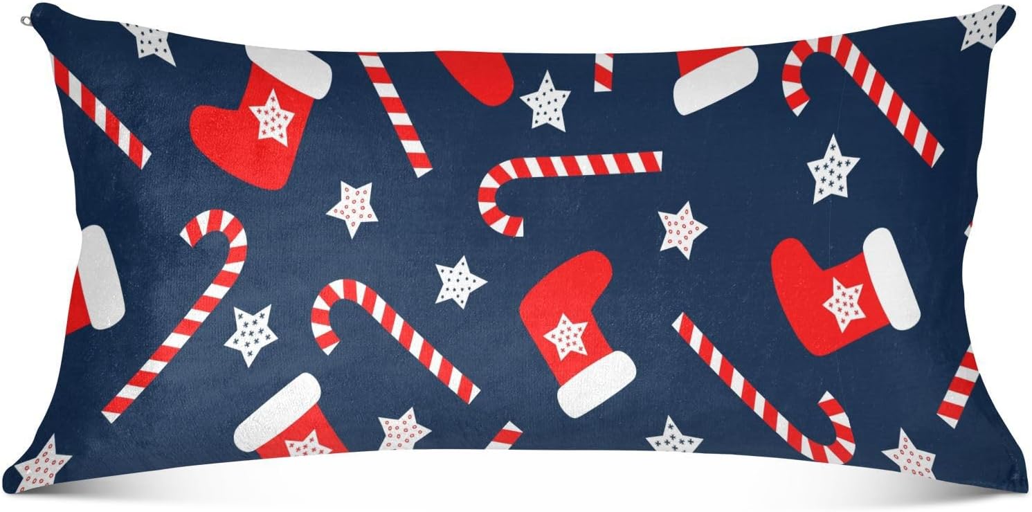 Emelivor Fundas de almohada navideñas de terciopelo, fundas de cojín suaves, fundas de almohada cómodas, almohadas decorativas para sofá,