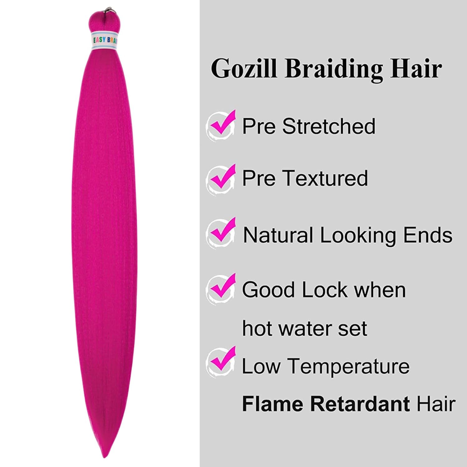 Cabello trenzado rosa preestirado de caja larga de 30 pulgadas, cabello trenzado preestirado (paquete de 2)