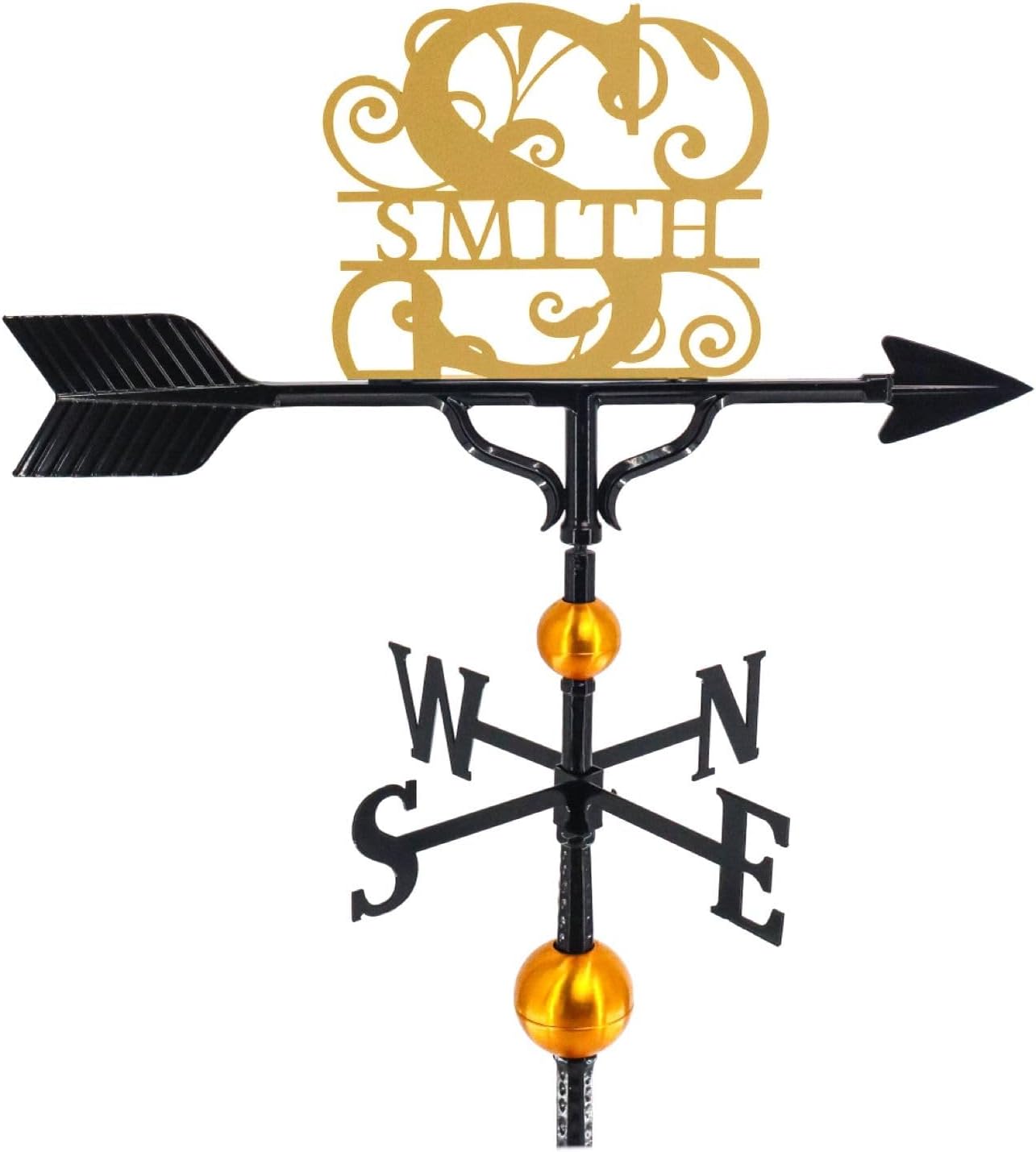 Veleta personalizada con monograma de lujo – Letrero de nombre de metal – Decoración al aire libre – Soporte de techo incluido – Metal fundido –