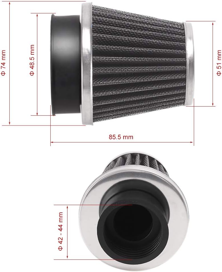 Evermotor Limpiador universal de carburador de filtro de aire de acero de doble capa de 1.654 in, 1.693 in, 1.732 in, para motocicleta, scooter,