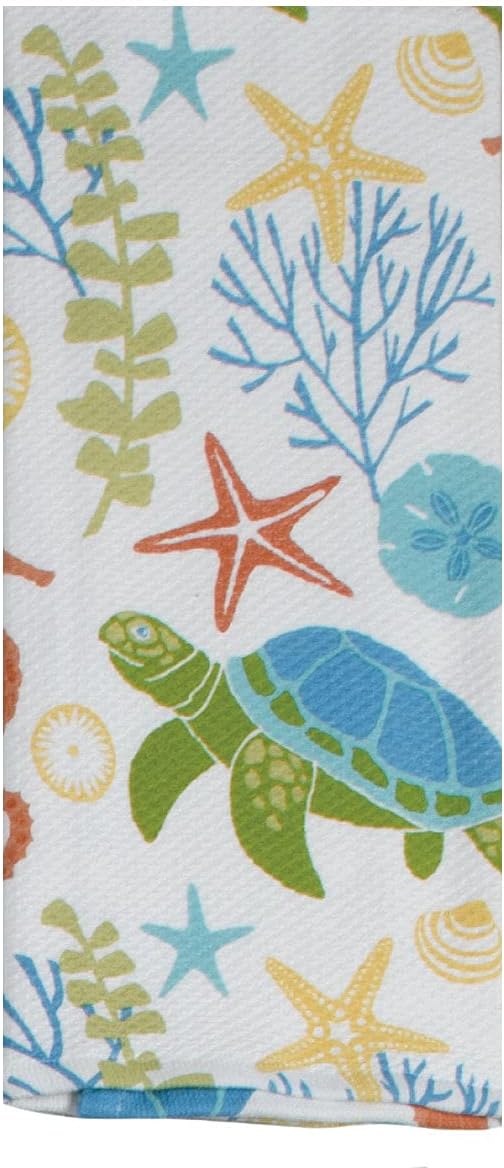 Kay Dee Designs – Paquete de cocina de tortuga marina de 4 piezas, 2 toallas de doble propósito, agarradera y guante de horno