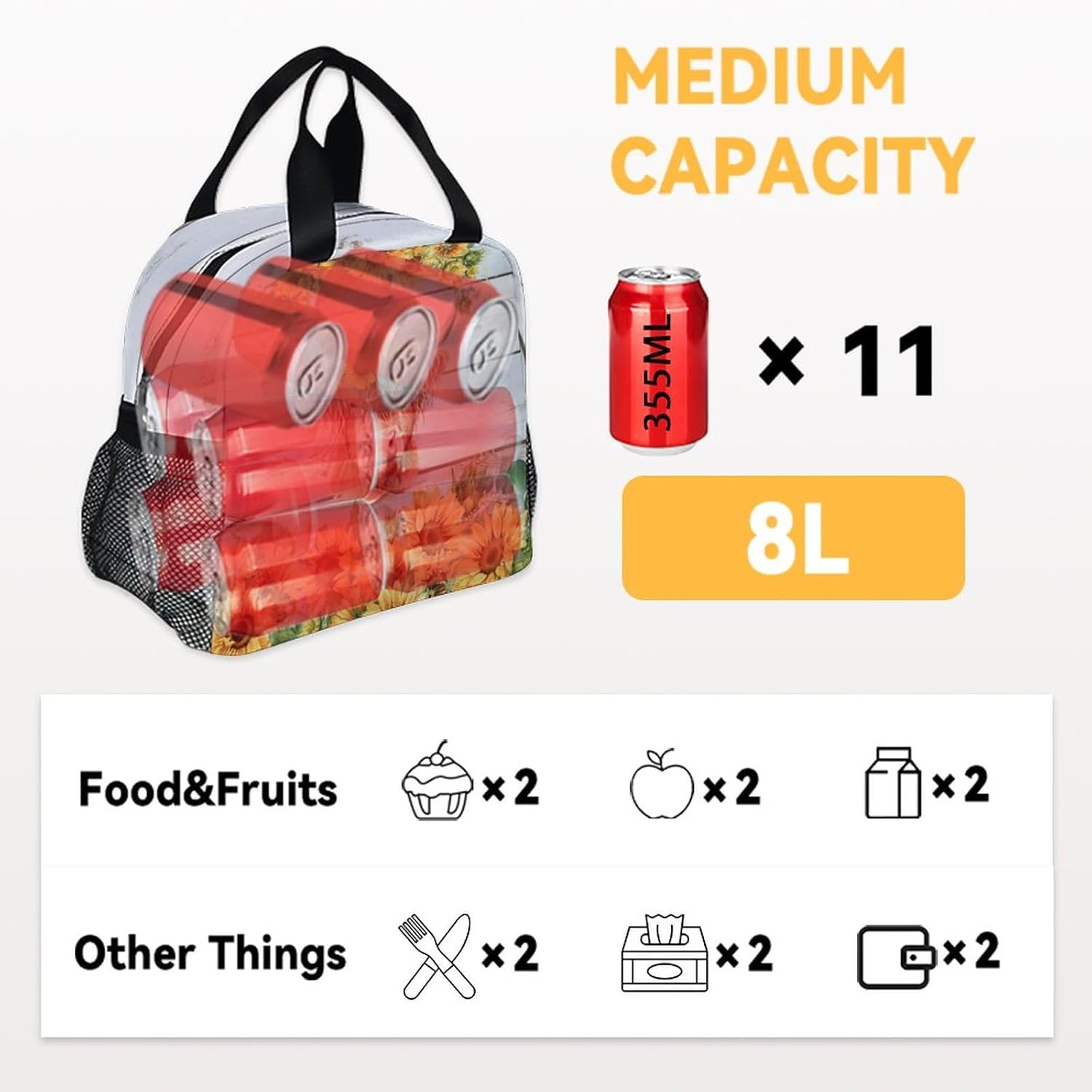 Highland – Lonchera de vaca para mujeres y niñas, pequeñas bolsas de almuerzo aisladas, bonita lonchera reutilizable para adolescentes y niños,