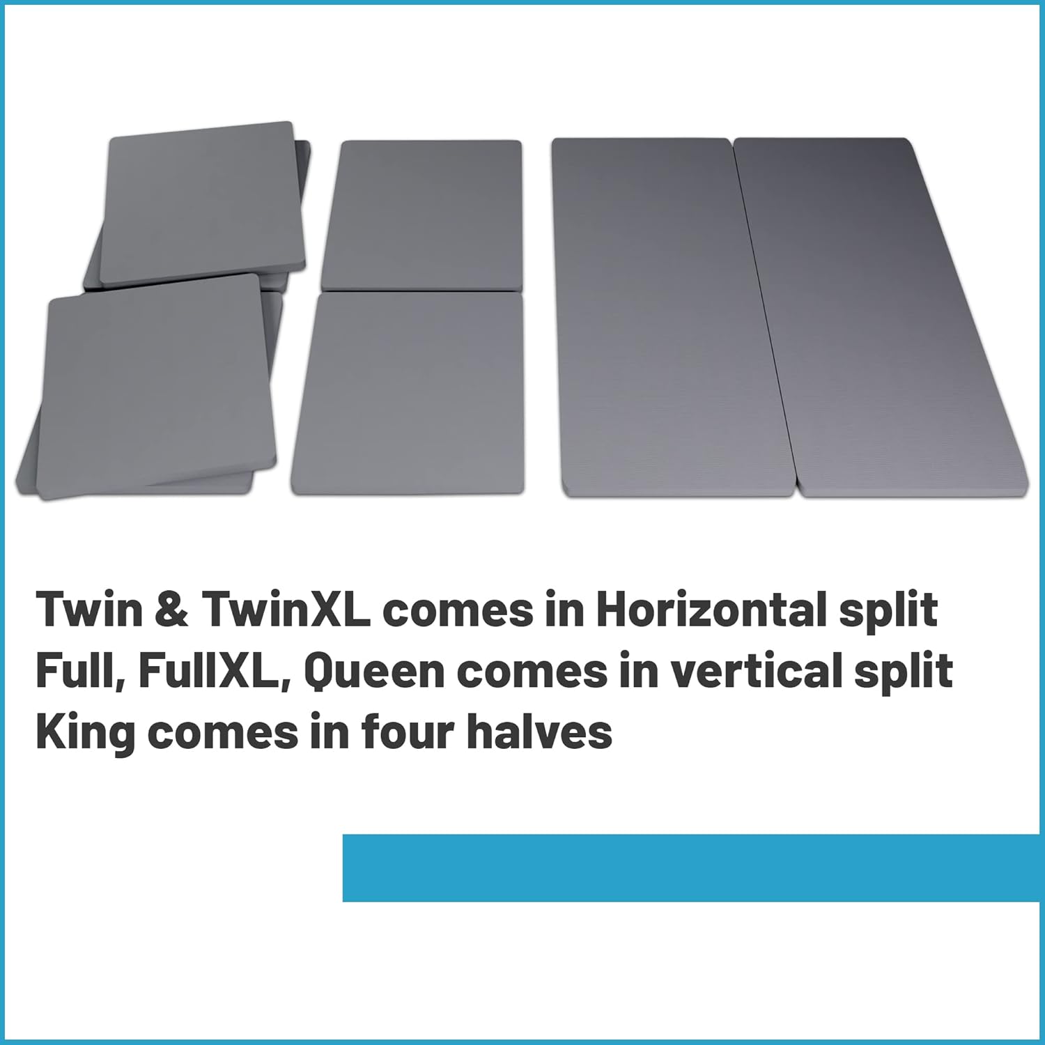 Mayton, Tabla de litera dividida de 1.5 pulgadas totalmente ensamblada para colchónsoporte de cama, individual, gris