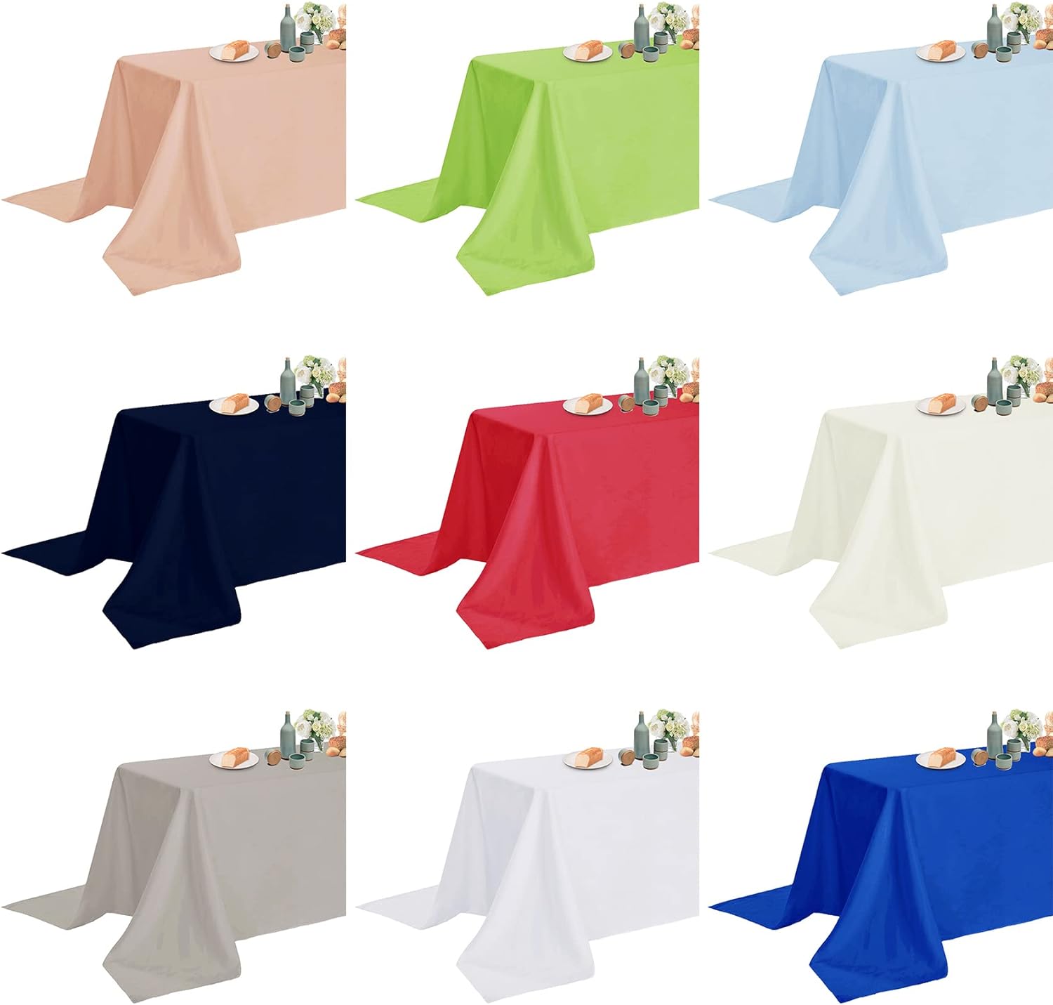Paquete de 12 manteles rectangulares impermeables, 60 x 120 pulgadas, resistentes a las manchas y a las arrugas, mantel de tela para cocina,