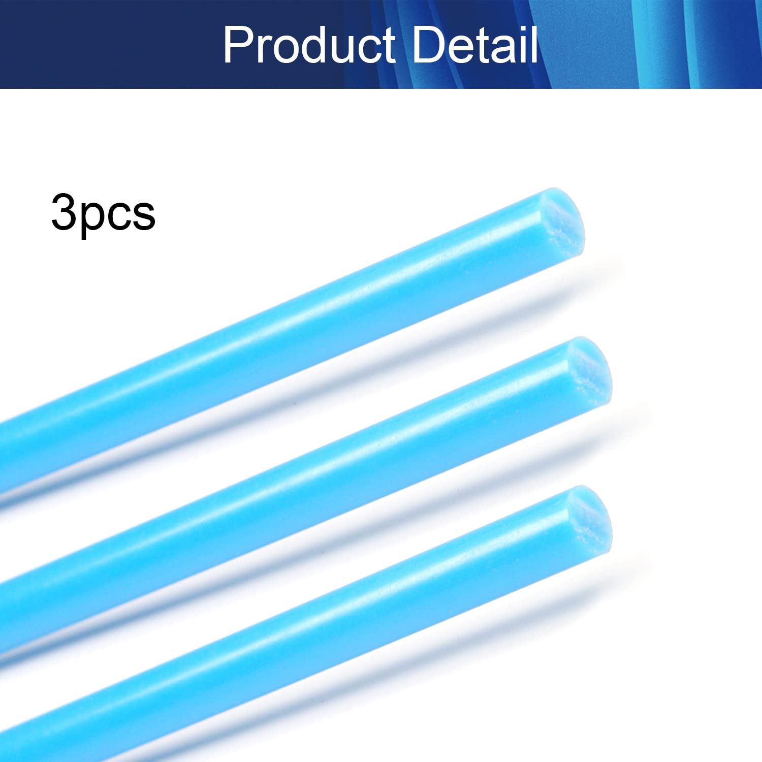 Varilla redonda de plástico de polioximetileno barras de ingeniería sólido POM Stick azul 0.24 x 39.37 pulgadas (D x L) 3 piezas