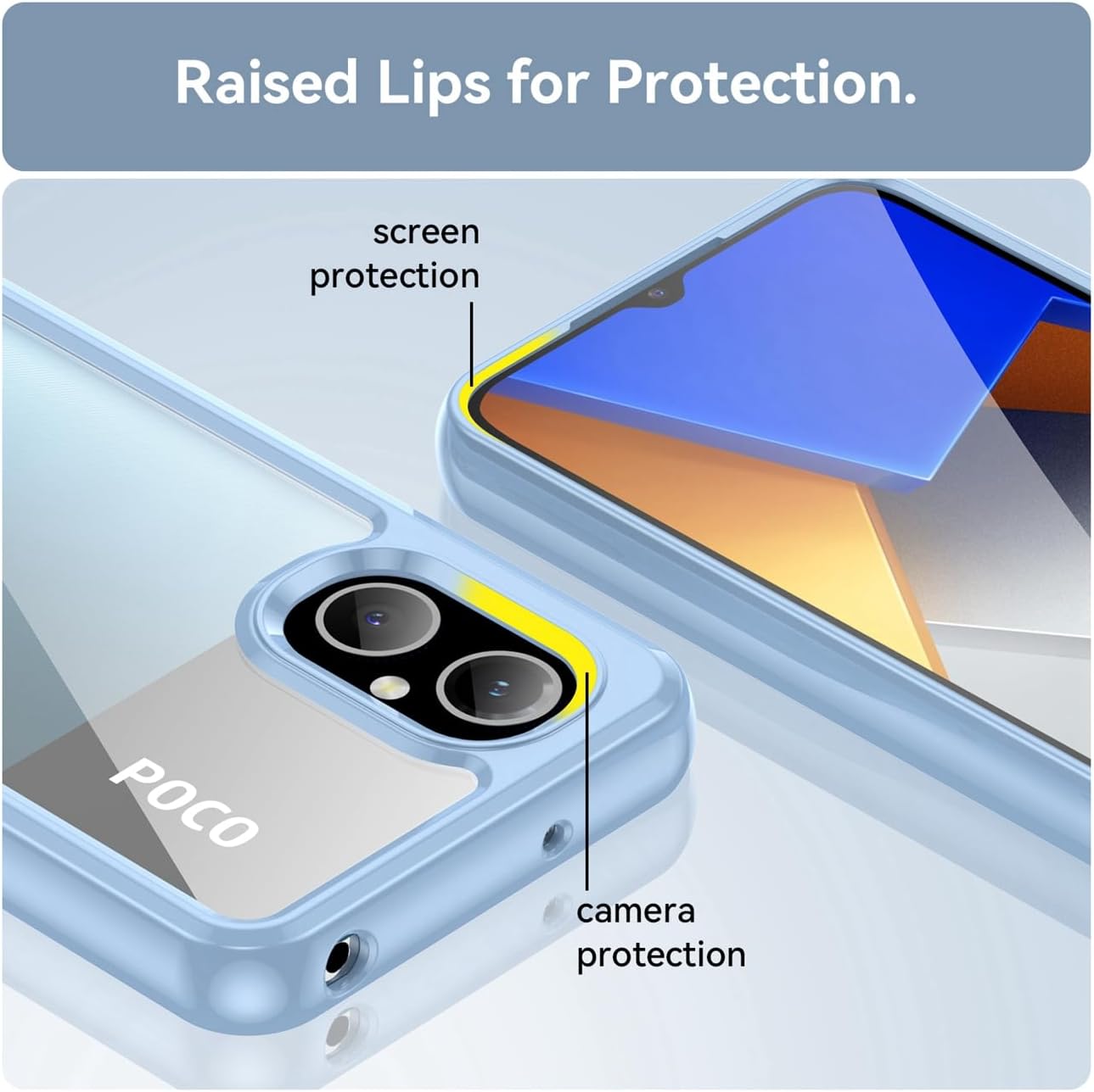GTBDEKI Funda transparente para Poco M5 4G, Poco M4 5G 22071219CG con protector de pantalla HD, antiarañazos, a prueba de golpes, de policarbonato