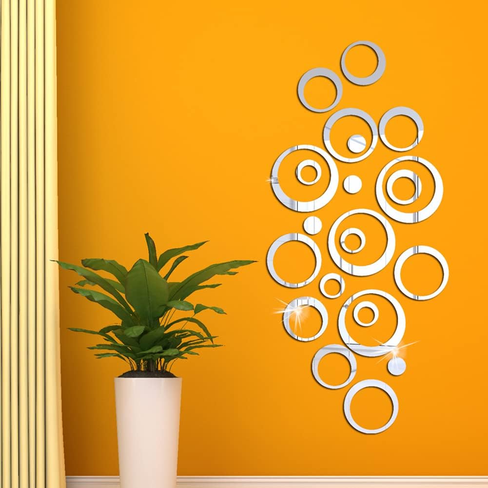 24 calcomanías de pared de espejo circular acrílico, removibles autoadhesivas, espejo acrílico, decoración de pared redonda para sala de estar,