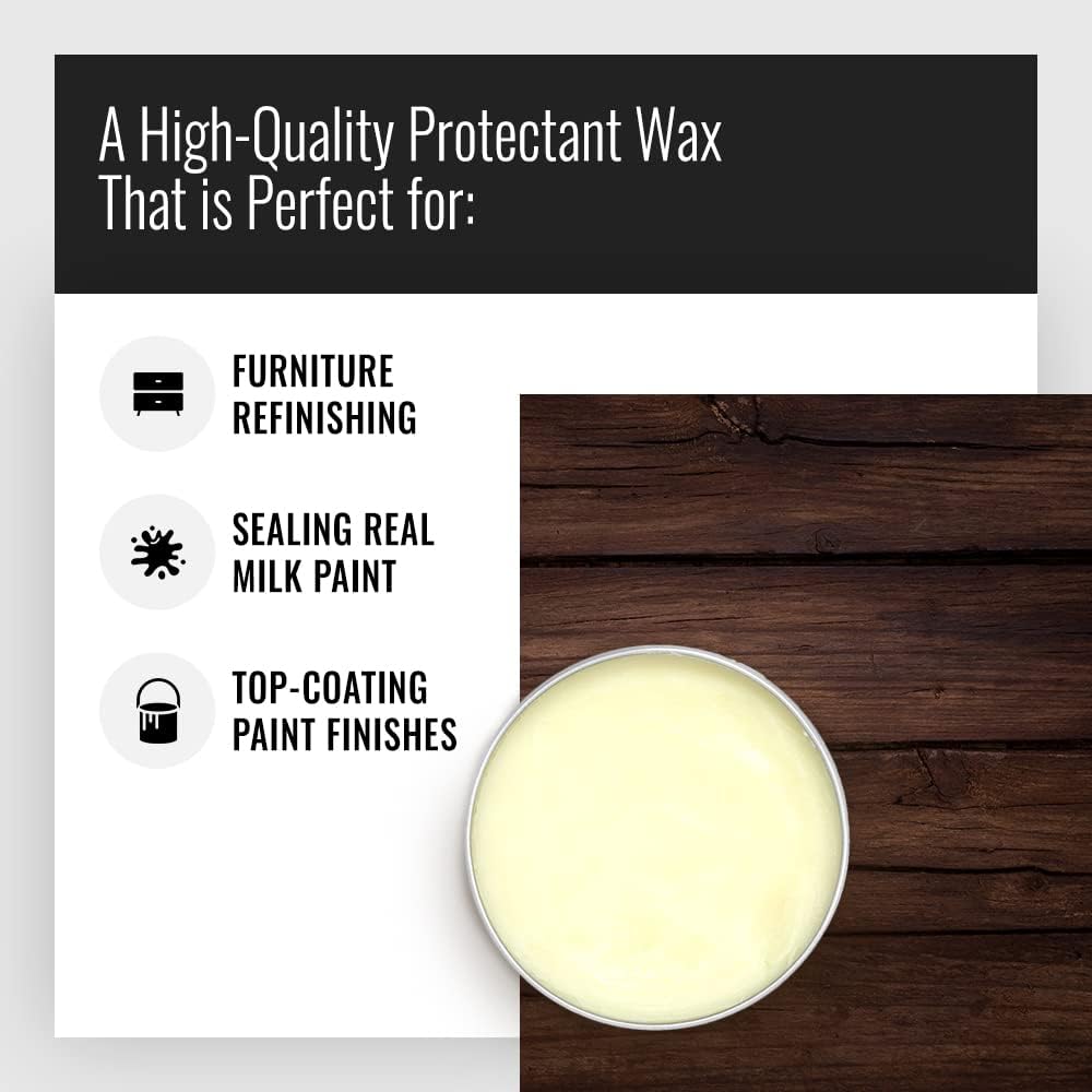 Real Milk Paint, Sellador de cera de acabado suave para muebles pintados, sellador de pintura para armarios, decoración de madera sin terminar, cera