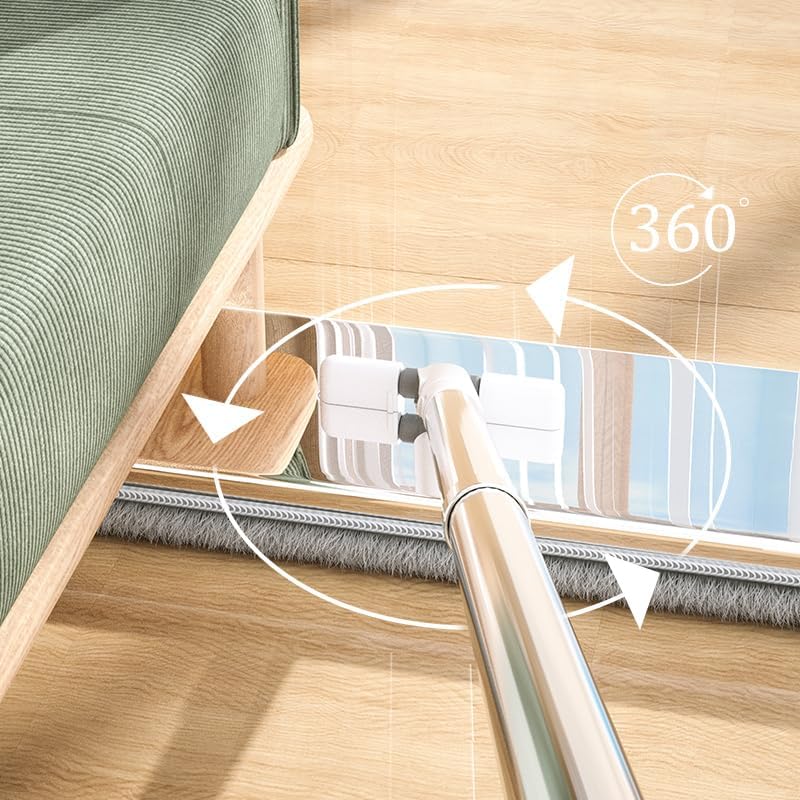 Trapeador y cubo de acero inoxidable con escurridor para el hogar, trapeador plano manos libres con 4 cabezales de mopa de microfibra lavables y