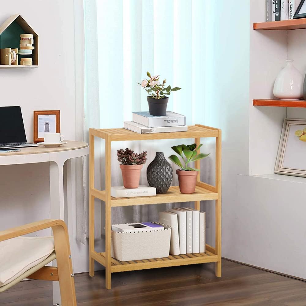Estante organizador de almacenamiento de bambú de 3 niveles para inodoro, estantes de utilidad para baño, sala de estar, cocina
