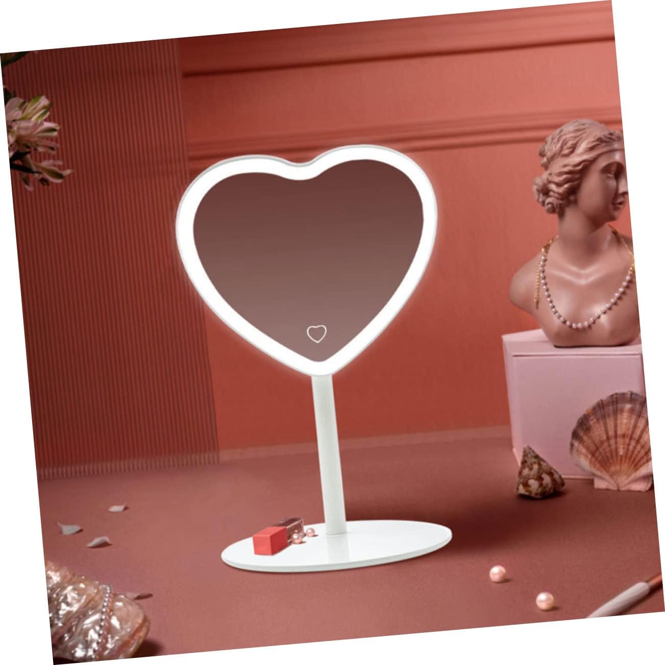 NOLITOY Espejo de tocador con luces LED, espejo de maquillaje con luces, espejo de belleza, espejo de mesa, espejo de escritorio, elegante espejo de