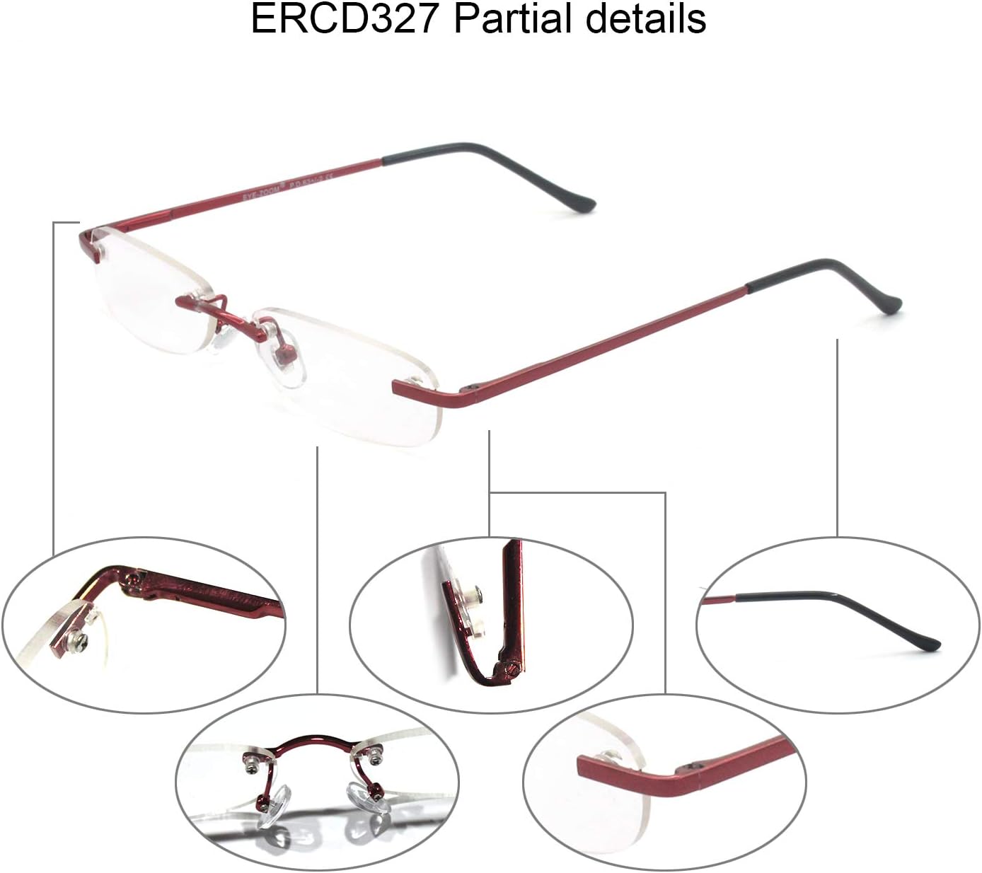 Lentes de lectura sin montura con estuche delgado para hombres y mujeres, negro, dorado y metálico, azul y rojo