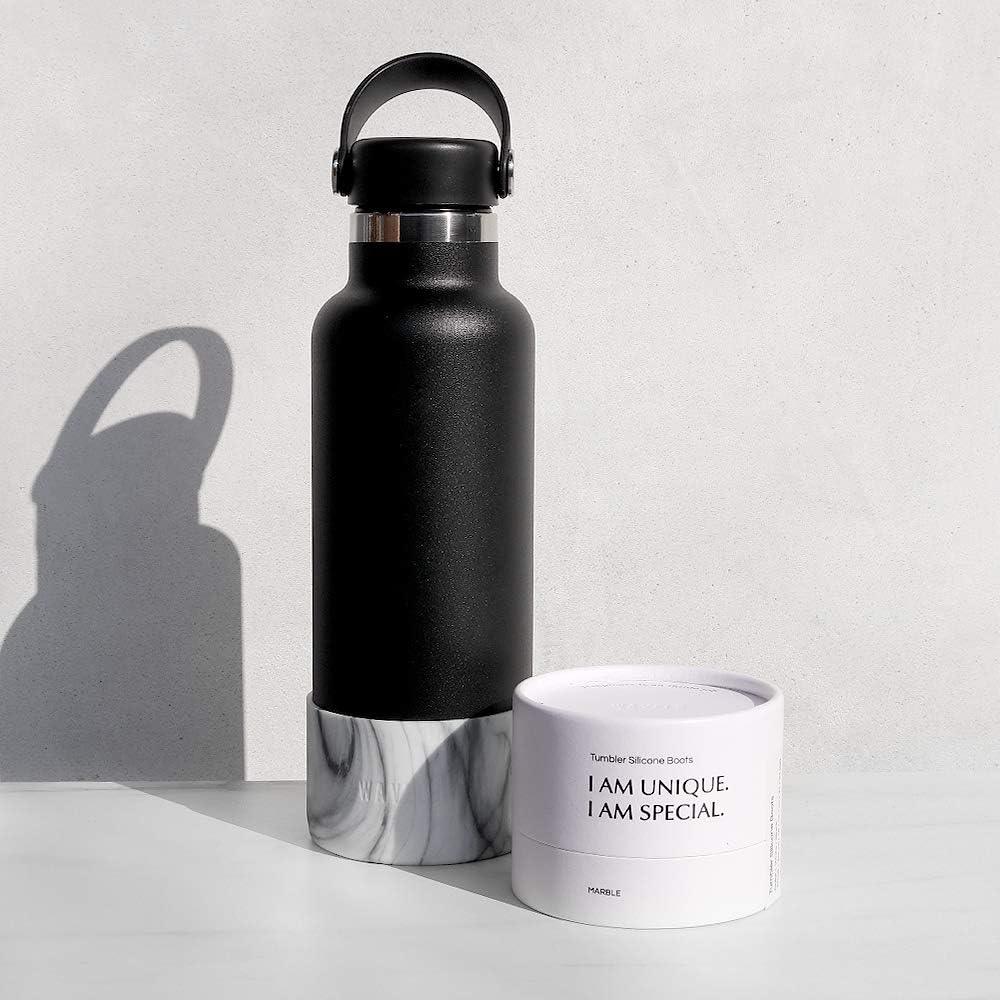 WAVELU Funda protectora de silicona para Hydro Flask  Se adapta a 12-40 onzas  Diseño de mármol  Cubierta inferior antideslizante para botellas de