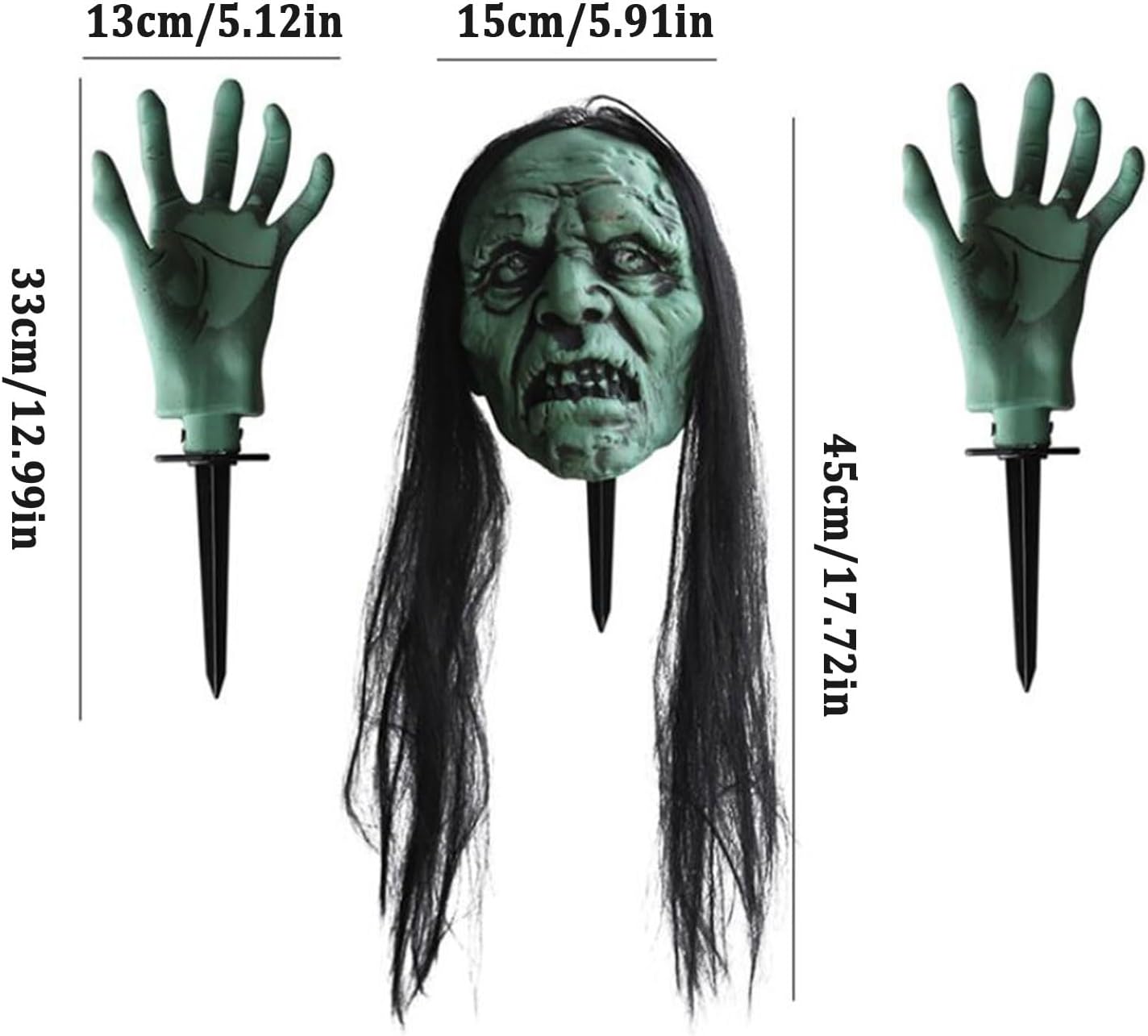 Brazos y estacas realistas de zombi, estacas de jardín, cementerio, patio, decoración brillante de Halloween, esqueleto zombi, para jardín, casa