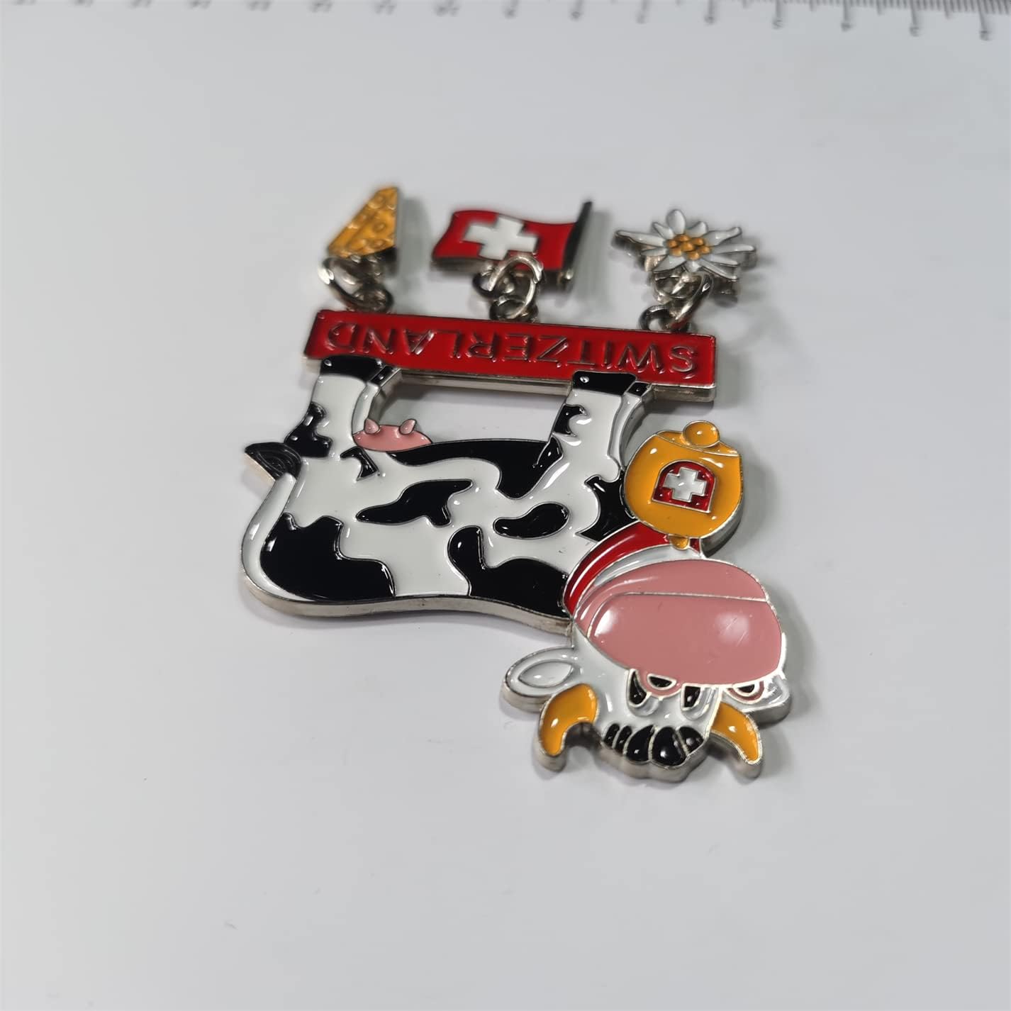 Imán de nevera de vaca 3D de Suiza, regalo de recuerdo, aleación de metal hecho a mano, imán para refrigerador de Suiza, colección de decoración