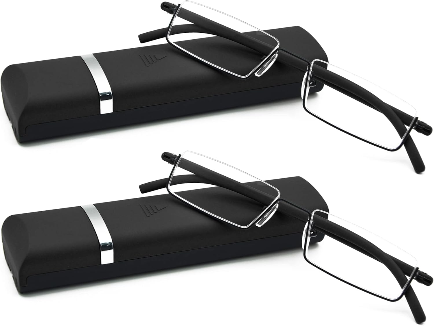 Lentes de lectura de medio marco, lectores de computadora de medio borde con estuche para gafas para hombres (2 piezas en bolsa) 1.75
