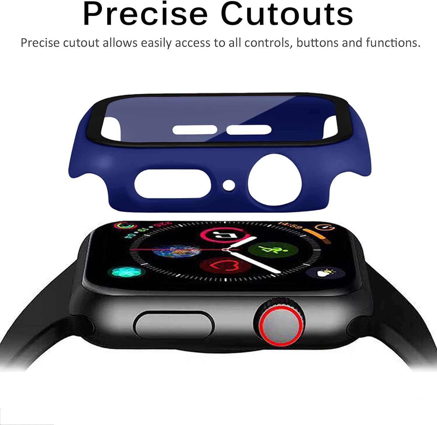 Miimall Funda compatible con Apple Watch de 1.732 pulgadas con protector de pantalla antiarañazos, a prueba de golpes, mate y protector de pantalla