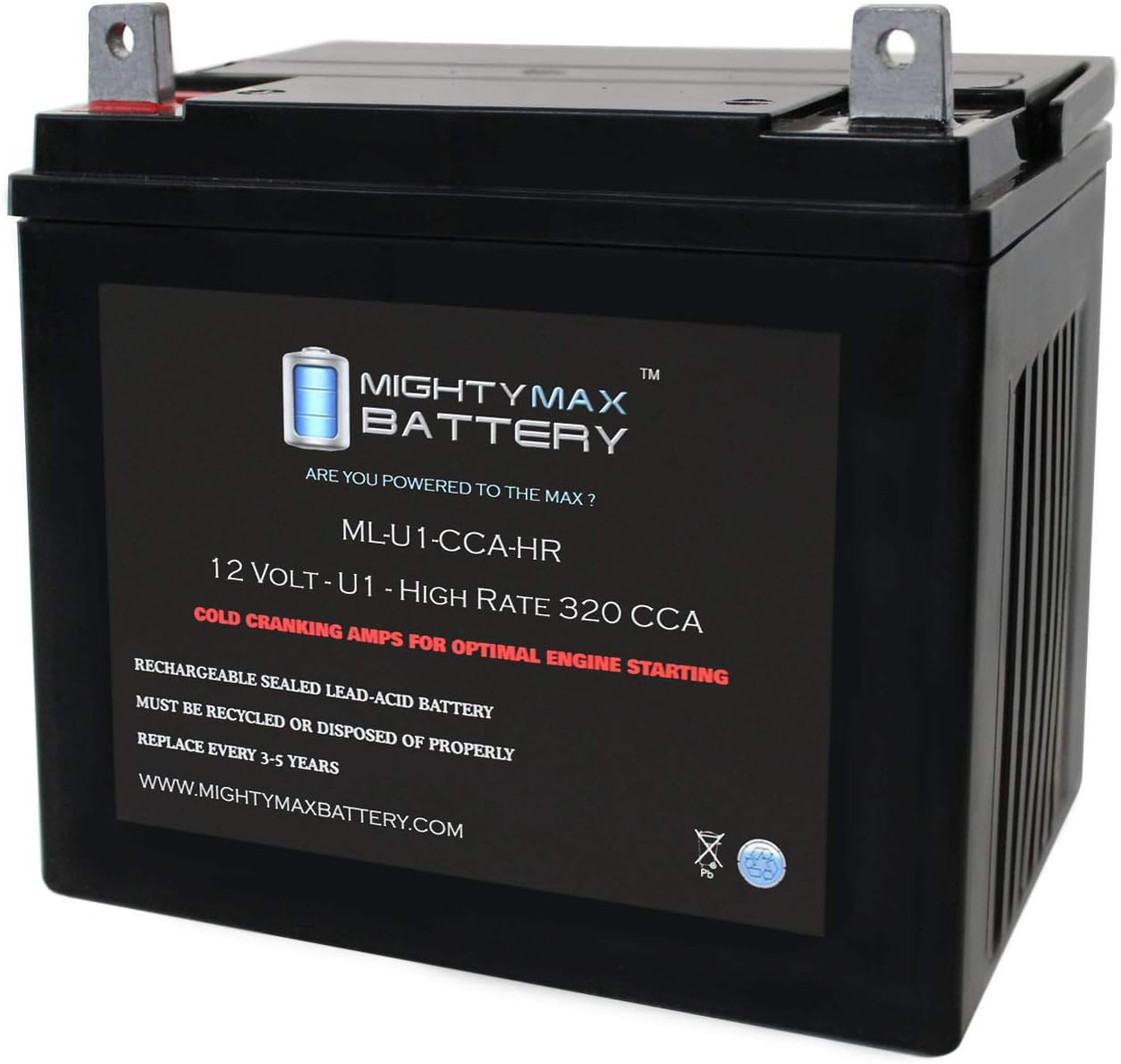Mighty Max Battery Batería ML-U1-CCAHR 12V 320CCA para cortacésped diesel JohnDeere Gater 6×4
